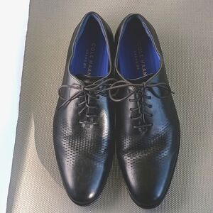Cole Haan Grand 0S Mens Black Leather Perforated Dress Shoes Size 8 M Excellent